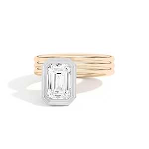 Bague spirale IGI 2 carats en diamant émeraude de laboratoire, en or massif 14K 18K, large sangle sertie clos, fabricant de bijoux OEM en gros - Product Image 1
