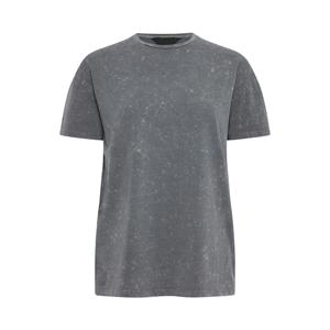 Camiseta Corta para Mujer, Color Gris Oscuro, Estilo Desgastado, Corte Regular, Ecológica, Suave, Transpirable, Estilo Vintage para Verano - Product Image 1