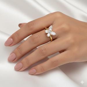 แหวนผีเสื้อเพชรทรงมาร์คีส์ ดีไซน์ใหม่ทันสมัย ขายส่ง ทองคำแท้ 14K เพชรสร้างในห้องปฏิบัติการ ของขวัญวันเกิดสำหรับสาวๆ ของขวัญวันวาเลนไทน์ - Product Image 5