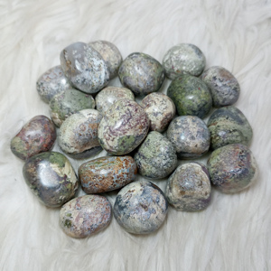 Vente en gros de pierres précieuses naturelles de haute qualité, agate mousse d'Indonésie multicolore, polies, forme artisanale, cristal de guérison, 20-30 mm - Product Image 2