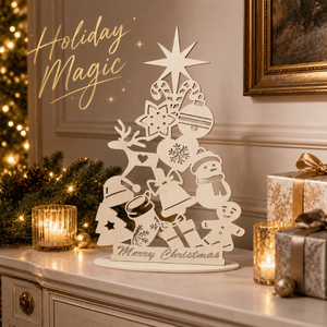 Elegante Decoración Navideña de Madera con Corte Láser para Mesa |   Adorno Navideño de Feliz Navidad |   Decoración Festiva para el Hogar y Artículos de Regalo - Product Image 4