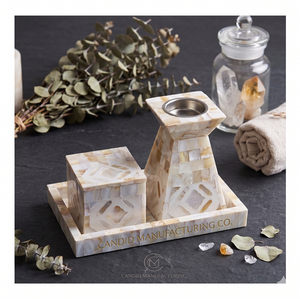 Premium Quality <b>Aromatherapy</b> <b>Diffuser</b> <b>Incense</b> Burner Bakhoor <b>Holder</b> Mother Pearl Mubkhar Set Bone Inlay Tray Box Color Bone Gift - Product Image 1