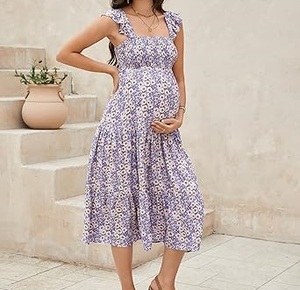 Nouvelle Robe d'Allaitement Sans Manches à Imprimé Sublimé Tendance pour Femmes Enceintes et Allaitantes, Respirante - Product Image 5