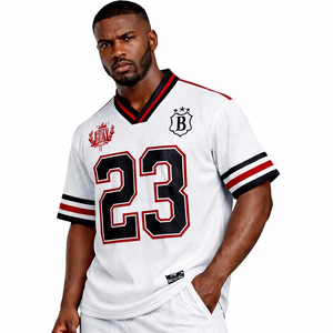 Maillots de football américain personnalisables à manches courtes, imprimés par sublimation, séchage rapide, respirants, vente en gros, maillots et pantalons d'entraînement - Product Image 1