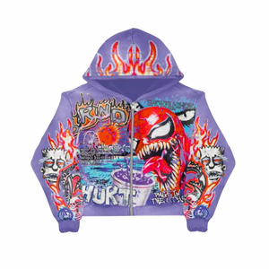 Manufacturer Custom Hoodie Oversized Heavyweight Dtg Printing Graphic Acid Washed Fleece Boxy Cropped 100%Cotton Baggy <b>Zip</b> <b>up</b> - Product Image 4