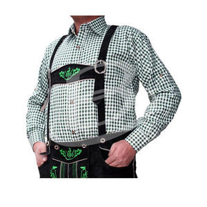 Camisa Tradicional Alemana para Hombre, Diseño a Cuadros Oktoberfest, Antiarrugas, Transpirable, Tela de Poliéster Satinado, Corte Regular de Verano - Product Image 6
