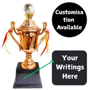 Ensemble de trophées en métal or, argent et bronze avec logo en cristal brillant, impression et personnalisation disponibles - Product Image 5