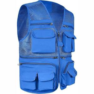 Chaleco de Trabajo de Malla Azul con Múltiples Bolsillos, Chaleco Utilitario Transpirable Unisex de Poliéster para Actividades al Aire Libre - Product Image 2
