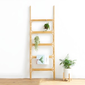 Échelle en rotin à prix imbattable, support à serviettes empilable de haute qualité, échelle de présentation pour couvertures et tissus - Product Image 1