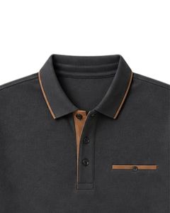 Camiseta Polo Personalizada para Hombre en Negro Carbón y Marrón, Manga Corta, Informal, para Golf, Transpirable, Verano, Poliéster Premium - Product Image 5