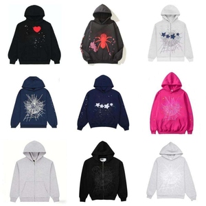Custom Breathable Heavyweight Knitted Spider <b>Hoodie</b> Pullover Men's Washed Cotton Branded Embroidered Streetwear - Product Image 5