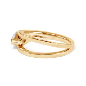 Anillo de Oro Amarillo Sólido de 14K con Diamante Cultivado en Laboratorio de Corte Marquesa de 1ct, Certificado IGI, para Mujer, Diseño de Lujo en Forma de V, Estilo East-West Bypass - Product Image 2