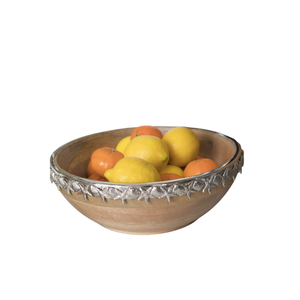 Bol de service artisanal en bois naturel avec poignée en métal, finition marron, pour salade, idéal pour la cuisine, la maison et l'hôtellerie - Product Image 2