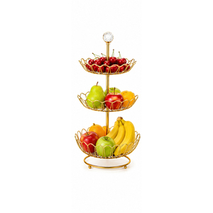 Frutero de 3 Niveles Dorado para Encimera de Cocina, Frutero Moderno de Metal y Organizador de Almacenamiento de Verduras de Varias Capas - Product Image 1