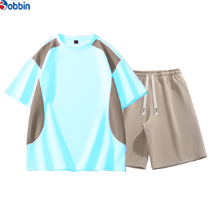 Conjunto Corto Personalizado para Hombre, de Alta Calidad, Informal, a la Moda, Veraniego, Deportivo, con Bloques de Color, Cuello Redondo, Holgado - Product Image 5