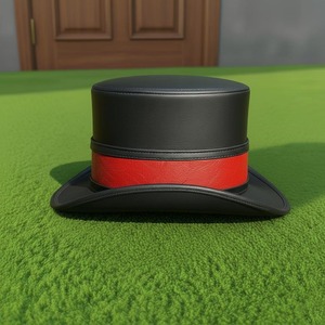 High quality custom Handmade Black Leather Top <b>Hat</b> with Contrasting Red Band - Handcrafted Victorian Steampunk <b>Hat</b> - Product Image 2