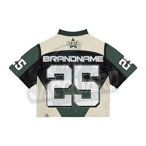 T-shirt ample à col en V pour homme, impression de logo personnalisée, maillot de foot en jersey mesh, uniforme de foot, t-shirts pour homme - Product Image 5