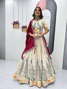New Indian Traditional Pure <b>Tissue</b> Silk with Heavy Thread and Sequence Work Lehenga Choli for <b>Wedding</b> Season for Women Wear - Product Image 4