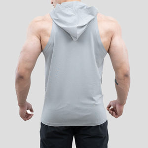 Best Quality Custom Printed Logo <b>Sleeveless</b> Zipper-Up <b>Hoodie</b> for <b>Men</b> Gym Fitness Spring Workout Wear Polyester/Cotton Quick Dry - Product Image 2