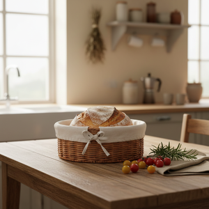 Juego de Cestas Redondas de Mimbre Natural con Forro de Lona Premium – Cesta de Almacenamiento Multiusos para Decoración de Estilo Vintage Vietnam - Product Image 3