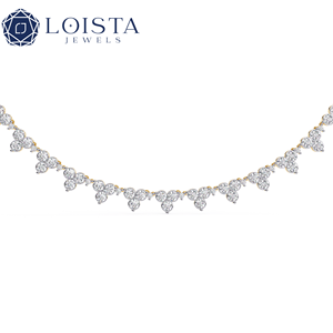 Collier en or 10K 14K 18K pour femme, luxe, diamant rond taille brillant, avec certificat IGI, pour mariage ou cadeau - Product Image 1