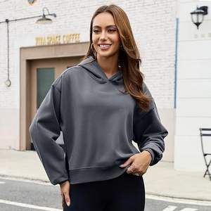 Sudadera Corta con Capucha para Mujer, Diseño Personalizado en la Parte Delantera, Sudadera Corta de Algodón Ecológico para Mujer, Venta al por Mayor - Product Image 2