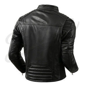 Chaqueta de Cuero Negra para Hombre, Estilo Clásico Urbano, Chaqueta de Motero, Fabricante OEM ODM, Chaqueta de Cuero PU para Hombre, Elegante, Casual y a la Moda - Product Image 2