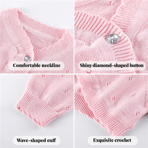 Cardigan en tricot pour filles, uniforme scolaire, 100% coton, veste courte à manches longues pour tout-petits et enfants, fermeture à boutons, pull en tricot - Product Image 4