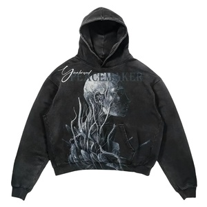 Wholesale Custom 100% Cotton Fleece Oversized Breathable Sweatshirt Men's Drop Shoulder Hoodie Embroidered for Solid - Product Image 6