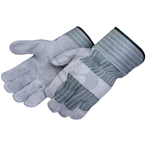 Guantes de trabajo de palma doble de cuero gris de alta calidad OEM para hombre, hechos en Pakistán, guantes de soldadura. - Product Image 6