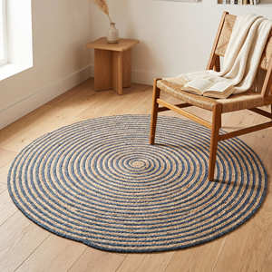 Tapis rond en jute de luxe avec bordure tressée artisanale pour collections d'intérieur haut de gamme - Product Image 1