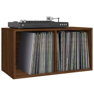Caja de almacenamiento LP mediana de madera de ingeniería de roble marrón con vinilo para gabinetes de sala de estar - Product Image 5