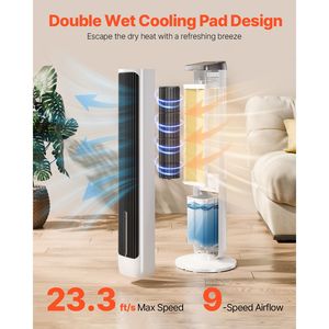 Ventilatore a Torre Silenzioso da 23,3ft/s con Oscillazione a 70 Gradi, 9 Velocità, 4 Modalità, Timer 24H, Spina AU/US per Uso Interno - Product Image 2