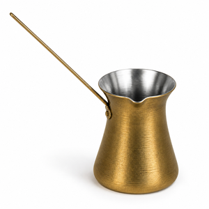 Plain Matte Brass Antique Turkish Greek Arabic Coffee Pot Stovetop Coffee <b>Maker</b> Cezve Ibrik Briki Coffee Pot - Product Image 6