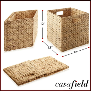 Artex HaiNam Natural Rattan Storage <b>Basket</b> <b>Square</b> With Handles Rustic Multi-Purpose Organizer For Neatening And Storage - Product Image 6