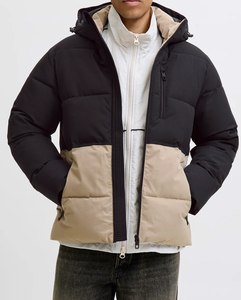 <b>Men's</b> Puffer Jacket-Bright High Contrast Winter Coat-Canvas Stand Collar Front Lightweight Breathable Training Outerwear <b>Set</b> - Product Image 3