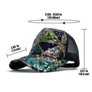 Gorra de Béisbol de Verano con Lentejuelas Brillantes, Malla Trasera Ajustable y Algodón, Gorra para el Sol - Product Image 4