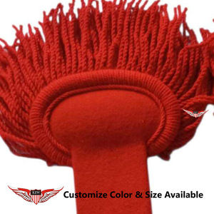 Epaulettes de hombro personalizables rojos con flecos de alambre y Mylar, epaulettes de uniforme vintage con borlas - Product Image 3