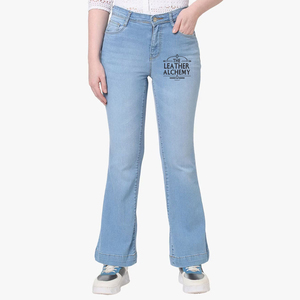 Jeans de Mezclilla de Cintura Alta y Pierna Ancha para Mujer, Diseño Personalizado con Rasgaduras, Pantalones de Mujer al por Mayor para Venta - Product Image 1