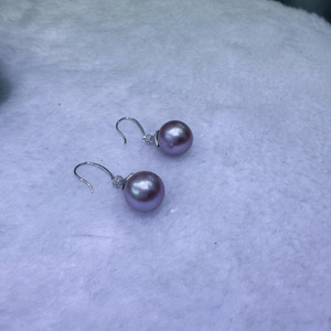 Pendientes de Perlas de Agua Dulce Redondas de 11-12 mm de Zhuji, Casi Impecables, Plata Pura, Diseño Clásico y Versátil - Product Image 1