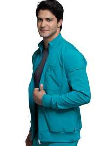 Chaqueta Médica Azul Verdoso para Hombre con Cierre, Uniforme de Hospital, Ropa de Trabajo de Poliéster Tejido para Clínica - Product Image 2