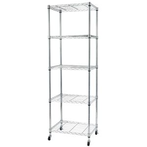 Scaffale Metallico NSF a 5 Ripiani Resistente, Regolabile con Ruote e Rivestimenti per Scaffali, per Garage e Cucina, Cromato - Product Image 1