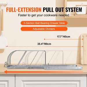 Adjustable Wire Divi Pan Pot <b>Rack</b> Expandable Pullout Cabinet Organizer for Cookie Sheet <b>Baking</b> Pans Tray Organization - Product Image 5