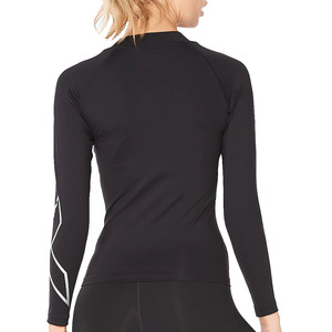 Women <b>Long</b> Sleeve Crew Neck Yoga <b>Top</b> Solid <b>Black</b> Sweat-Wicking Breathable Four-Way Stretch Athletic Workout Wear - Product Image 4