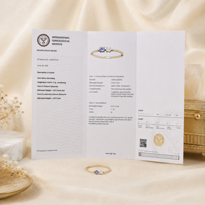 แหวนทองคำแท้ 14KT สไตล์มินิมอลใหม่ ประดับเพชรเลี้ยงในห้องปฏิบัติการและแทนซาไนต์ รับรองโดย IGI เครื่องประดับสำหรับผู้หญิง เหมาะสำหรับทุกโอกาส - Product Image 6