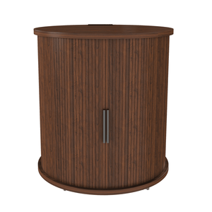 Ensemble de 2 tables de chevet cylindriques modernes du milieu du siècle à 2 niveaux avec station de charge intégrée et porte coulissante pour chambre à coucher - Product Image 2
