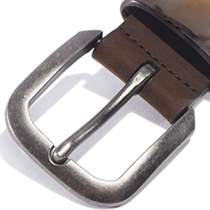 Ceinture en cuir de vachette marron décontractée pour homme avec boucle rectangulaire argentée, design solide - Product Image 6