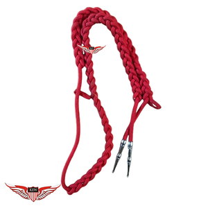 Aiguillette Militar Roja, Cordón de Hombro en Rojo, Aiguillette Trenzada con Punta Metálica Plateada - Product Image 1