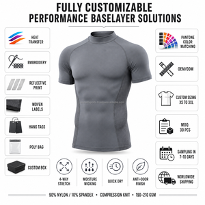 Men <b>Skin</b>-Fit Performance Compression Shirt Custom <b>Base</b> <b>Layer</b> OEM Quick Dry Workout Running Training - Product Image 6