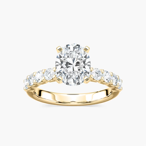 แหวนหมั้นเพชรทรงรี 2.50 กะรัต ผลิตในห้องปฏิบัติการ ได้รับการรับรองจาก IGI ตัวเรือนทองคำแท้ 14K ประดับเพชรแบบ Pave Band แหวนแต่งงานแบบ Solitaire สำหรับผู้หญิง - Product Image 3